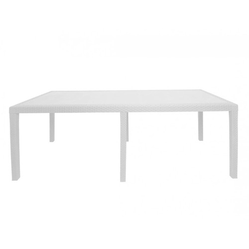 295 - 1 x Progarden Queen / Roma rattan effect white plastic  rectangular extendable outdoor dining table ... 