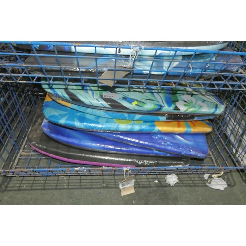 2257 - 6 x Nalu surfing body boards. Contents of 1 metal mesh basket which is not included