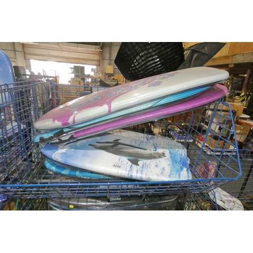 2258 - 6 x Nalu surfing body boards. Contents of 1 metal mesh basket which is not included