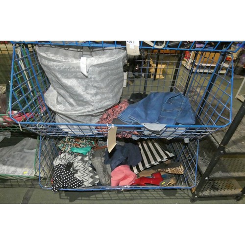 2262 - A quantity of various clothing, shoes and bags. Contents of 2 metal mesh baskets which are not inclu... 