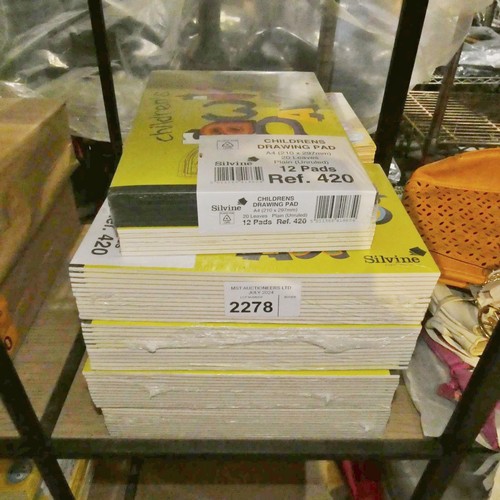 2278 - A quantity of Silvine childrens drawing pads and multi colour activity pads. Contents of 1 shelf