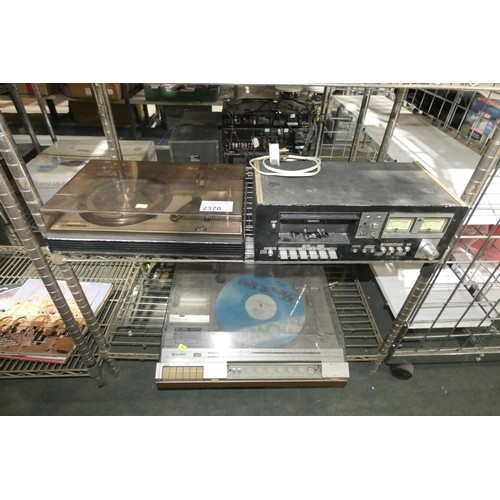 2370 - 1 x Pye 1556 Record player, 1 x Sharp RT-1157H tape deck and 1 x Sharp SG-270 music centre - all ite... 