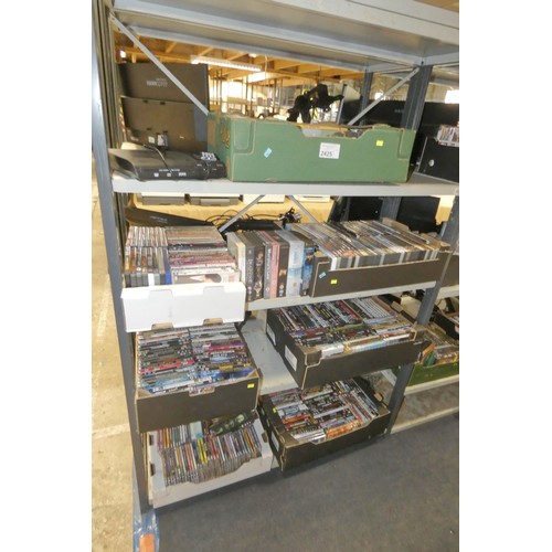 2425 - (Cat Alt) A large quantity of various DVDs & CDs contents of 4 shelves please note one box contains ... 