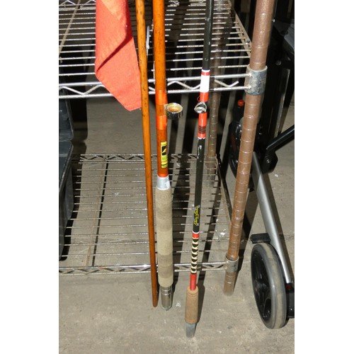 2051 - 1 x vintage Rain-Beau fishing rod, 1 other vintage fishing rod and 1 x vintage pennant flag on short... 