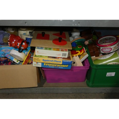 2110 - A quantity of various toys, games etc. Contents of 1 shelf