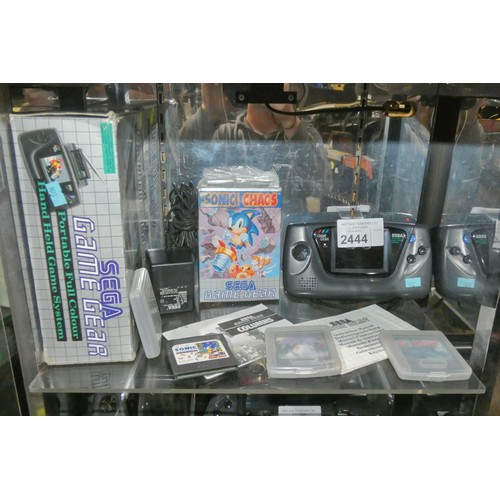 2444 - A vintage boxed handheld video game console by Sega type Game Gear with 5 various cartridge games, c... 