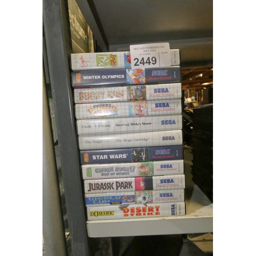 2449 - 11 various Sega Master System game cartridges including buggy run, Cool Spot, Star Wars, Desert Stri... 