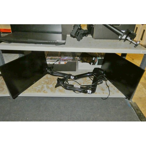 2476 - 2 x 24 inch Philips monitors and a desk mounted 2 monitor stand - trade  TESTED WORKING