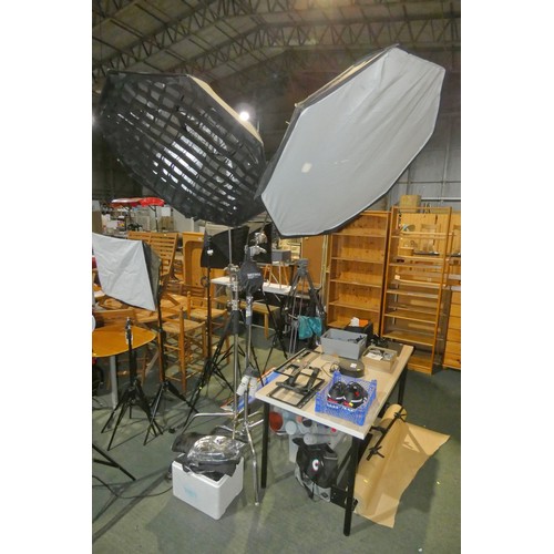 2489 - 2 x large octagonal photograph light diffusers/soft boxes, 1 by Luxlight & 1 by Pixapro with one lig... 