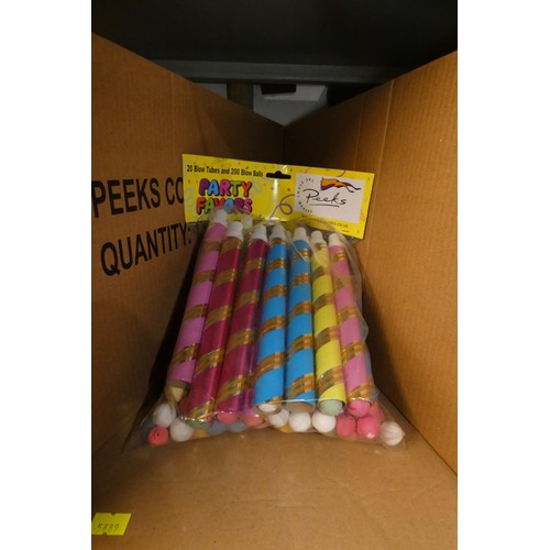 2709 - 3 x boxes containing a large quantity of party blow tubes and blow balls (60 packs in total)