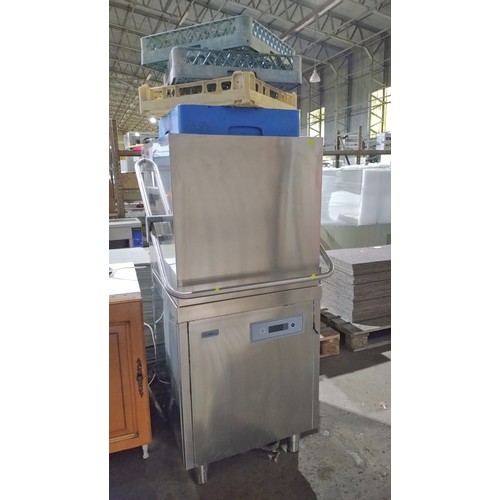 1001B - A commercial pass through dish washer by ClassEQ type P500ASWS 3 phase trade comes with washing tray... 