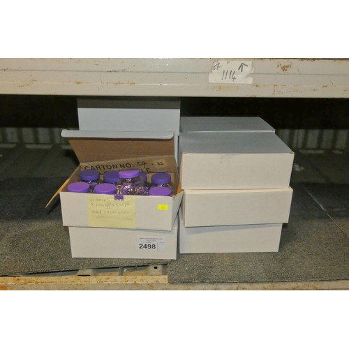 2498 - 12 boxes each containing 8 tubs of 25 purple foldback binder clips, 2400 clips in total