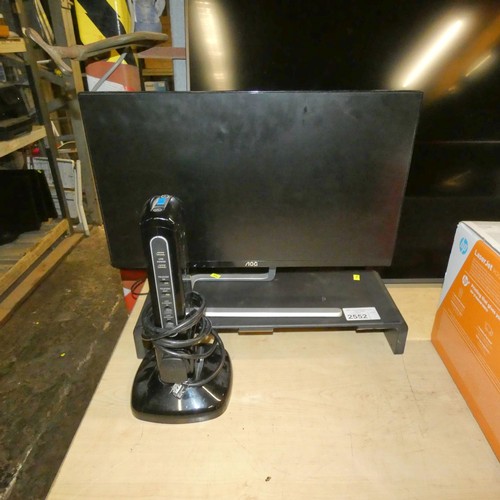 2552 - A slim bezel computer monitor by AOC type I2481FXH, comes with a monitor stand and extension lead - ... 