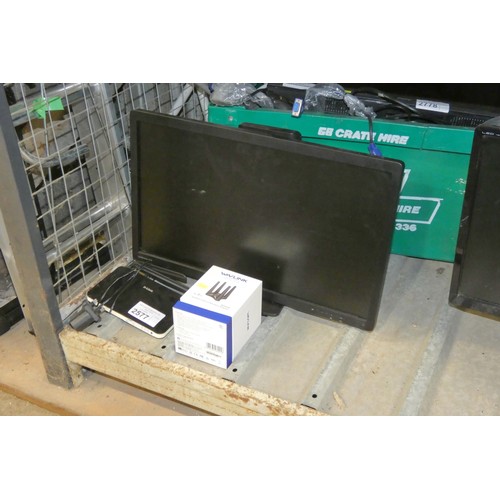 2577 - A 23 inch computer monitor by HP type 2331, a D-D-link router and a Wavlink ax1800 wireless adapter ... 