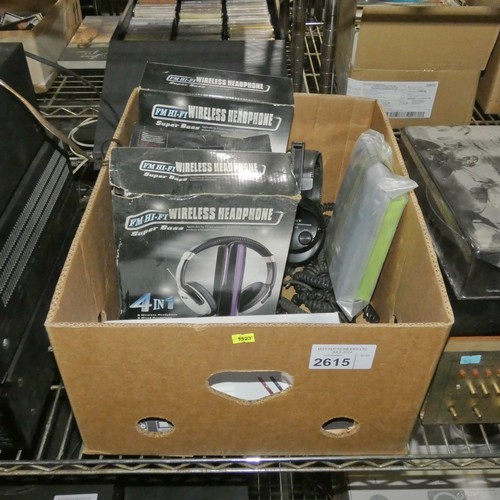 2615 - A quantity of various headphones, an external dvd rw and scanner - trade