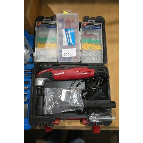 2040 - A quantity of various items including a Einhell multitool 240v, SDS drill bits, bolts, chain etc. Mu... 