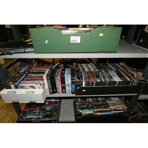 2425 - (Cat Alt) A large quantity of various DVDs & CDs contents of 4 shelves please note one box contains ... 