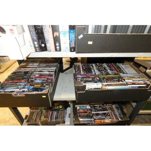 2425 - (Cat Alt) A large quantity of various DVDs & CDs contents of 4 shelves please note one box contains ... 