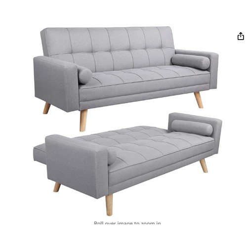 425 - A Yaheetech Versatile light grey upholstered click clack type sofa bed. Overall the sofa bed is appr... 