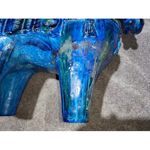 3037 - A large blue pottery horse probably by Aldo Londi for Bitossi Ceramiche, Rimini Blu Collection, Ital... 