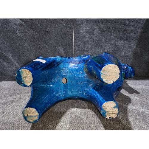 3037 - A large blue pottery horse probably by Aldo Londi for Bitossi Ceramiche, Rimini Blu Collection, Ital... 