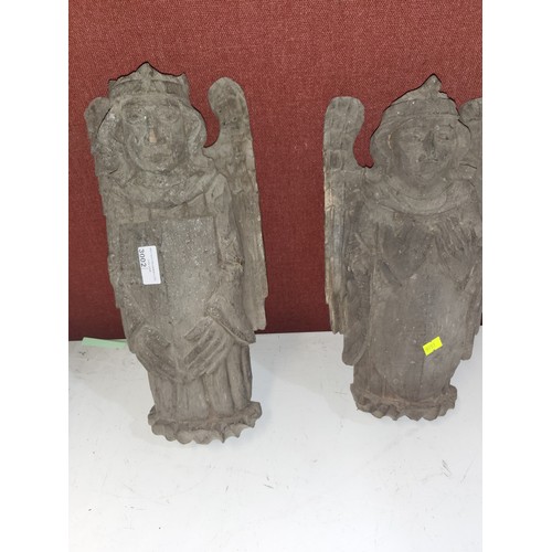 3002 - Two early carved wooden ecclesiastical figures