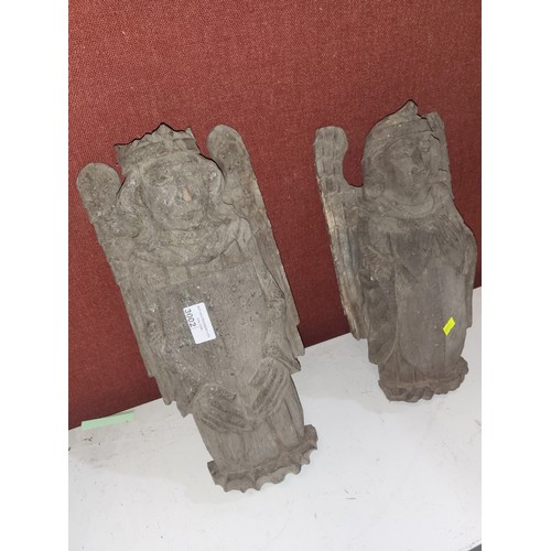 3002 - Two early carved wooden ecclesiastical figures