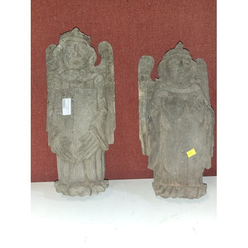 3002 - Two early carved wooden ecclesiastical figures