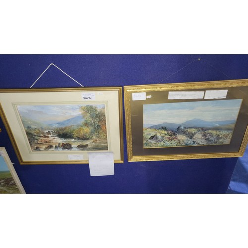 3424 - 2 water colour paintings by William Widgery, 