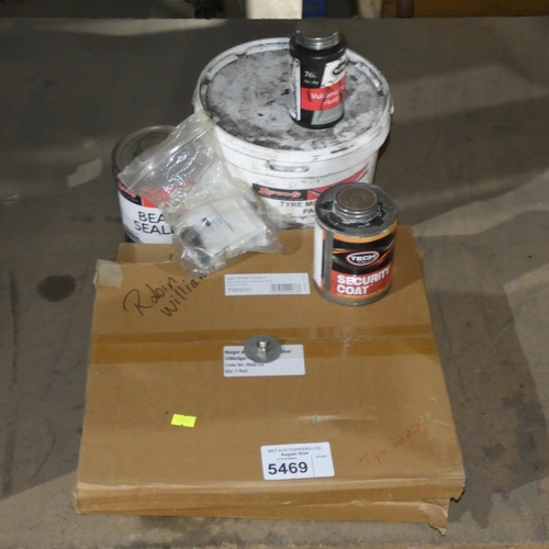 5469 - A quantity of various auto wheel related items including weights, tyre mounting paste etc