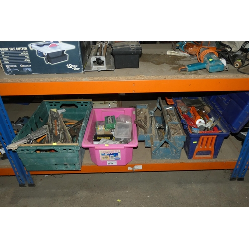 5511 - A quantity of various items including 2 x tool boxes with contents, screws, hand saw etc. Contents o... 