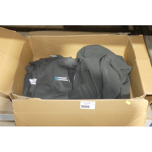 5660 - A quantity of various work clothing pre-printed with Somerset Campervans logo