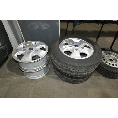 5695 - 4 x Ford alloy Transit van wheels (5 stud) - 2 have 215/65 R16 tyres fitted