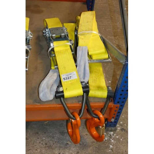 5327 - 2 x ex-MOD Spanset load lashing ratchet straps type LC:5000daN 2.88m