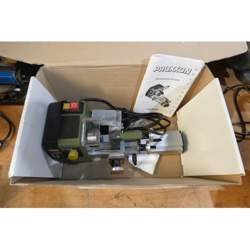 5333 - 1 x Proxxon FD150/E precision engineering bench top metal turning mini lathe 240v overall approx 39c... 