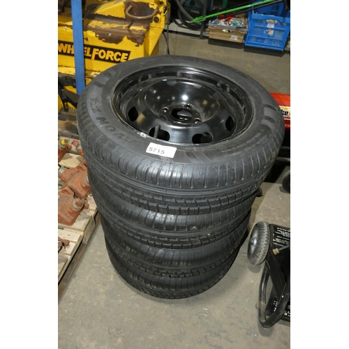 5715 - 4 x steel wheels (4 stud) fitted with Avon 185/65 R15 tyres