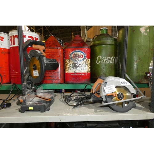 5785 - 1 x Evolution mitre saw and 1 x Evolution hand held circular saw - both items are 240v. Contents of ... 