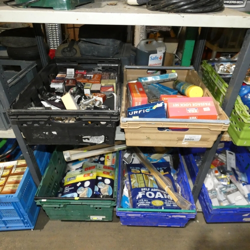 5805 - A quantity of various items including locks, Dylon dyes, self adhesive foam seal etc. Contents of 2 ... 