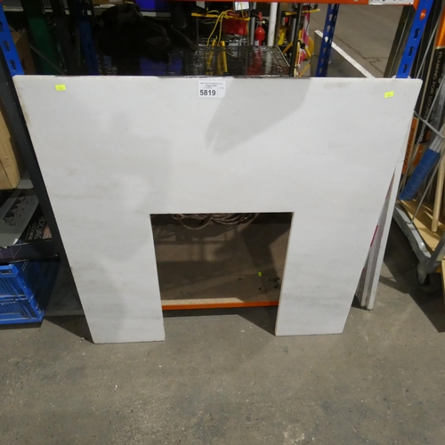 5819 - 1 x polished light coloured stone fire surround approx 94 x 94cm