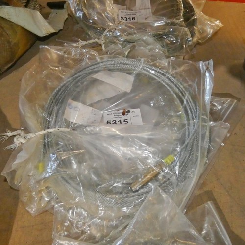 5315 - 5 x small lengths of wire rope - exact size / length unknown