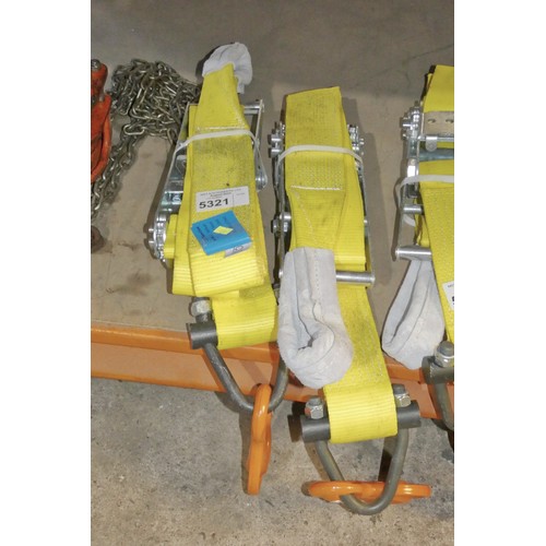 5321 - 2 x ex-MOD Spanset load lashing ratchet straps type LC:5000daN 2.88m