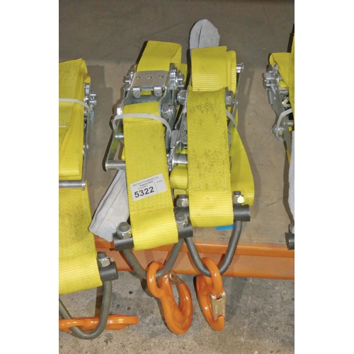 5322 - 2 x ex-MOD Spanset load lashing ratchet straps type LC:5000daN 2.88m