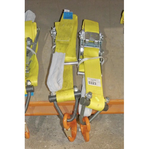 5323 - 2 x ex-MOD Spanset load lashing ratchet straps type LC:5000daN 2.88m