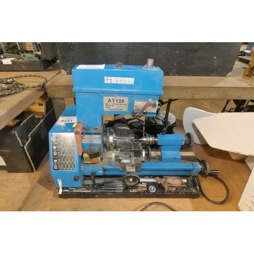 5331 - 1 x AT125 mini bench top metal lathe / drilling / milling machine 240v overall bed length approx 31c... 