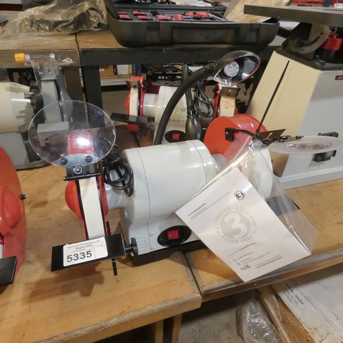 5335 - 1 x Workshop AW200WSG 200mm bench top grinder 240v. Please note that the grinder has a wobble on the... 