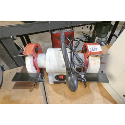 5337 - 1 x Workshop AW1502WSG wide stone bench top grinder 240v. Please note that the this grinder is damag... 