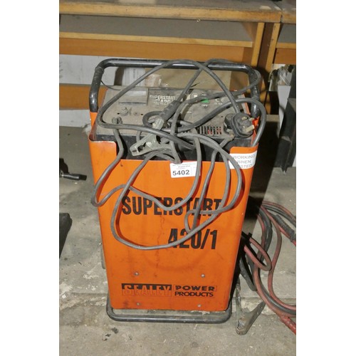 5402 - 1 x Sealey Super Start 420/1 unit, 240v and a pair of jump leads  Tested Working