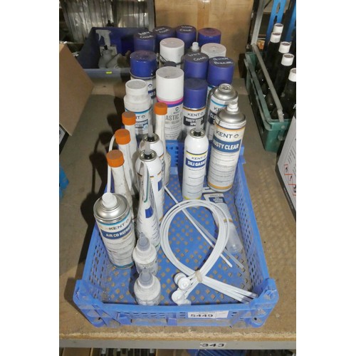 5449 - A quantity of various Kent products including rusty shock spray, sili gasket, rubber guard, wax coat... 