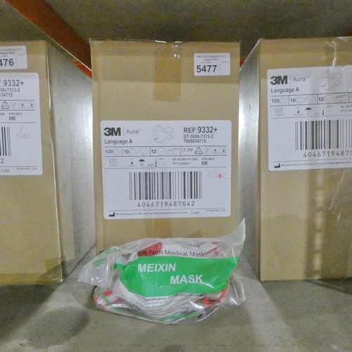 5477 - 1 box containing 120 x 3M Aura FFP3 face masks