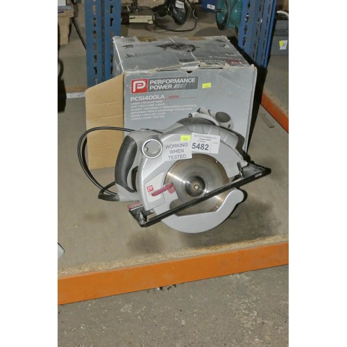 5482 - 1 x Performance Power hand held circular saw 240v  Tested Working